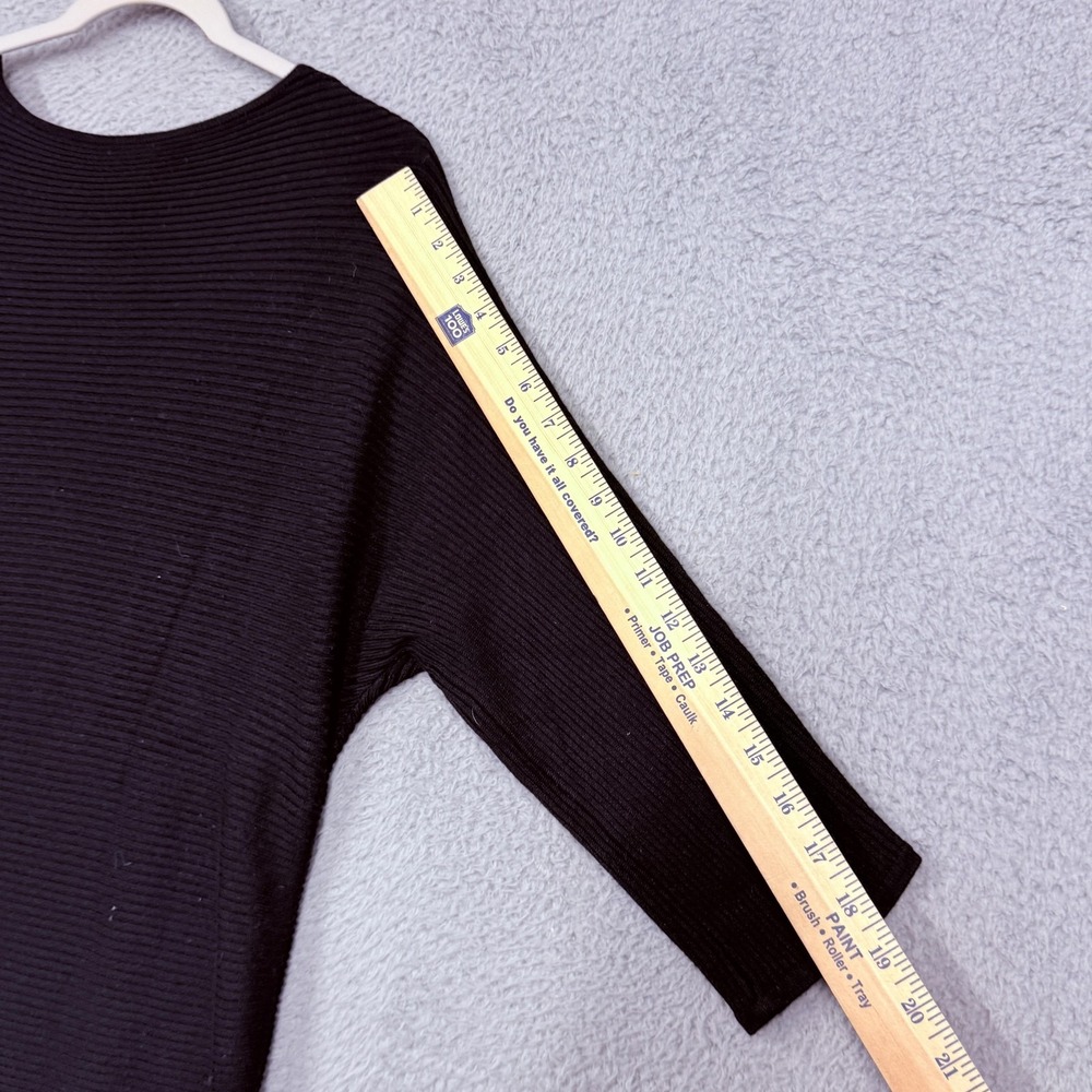 Chico's Sweater Womens 1 Black Ribbed 3/4 Dolman Sleeve Pullover Knit Top - Picture 11 of 13